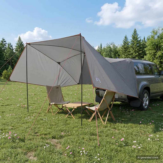 Car Tent Grey and Orange 308 x 215 x 220 cm Polyester and Steel