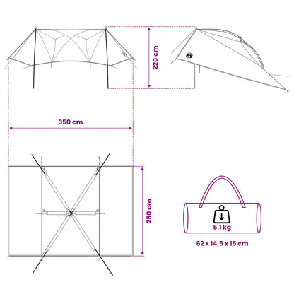 Car Tent 350 x 250 cm Green Polyester and Steel
