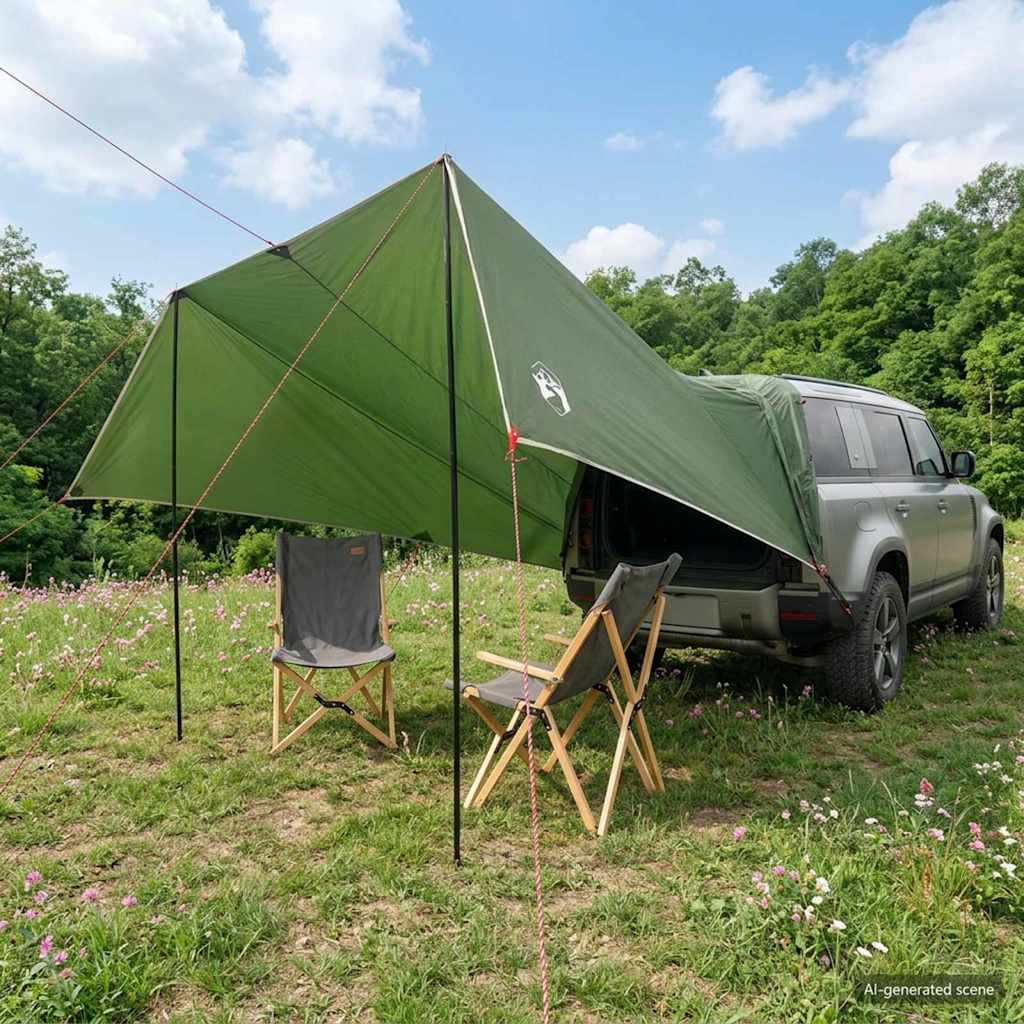 Vehicle Awning Green 518 x 580 x 215 cm Polyester and Steel