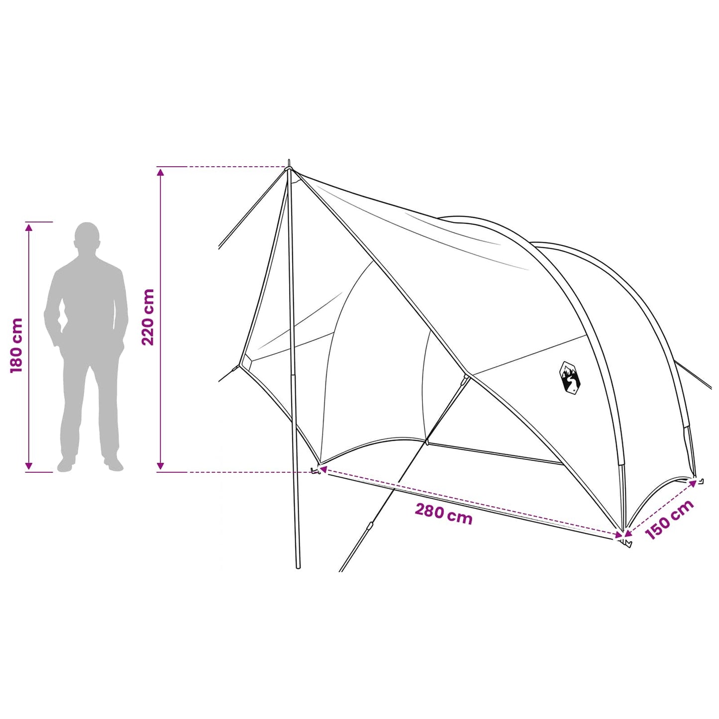Tailgate Awning Water-resistant Grey and Orange