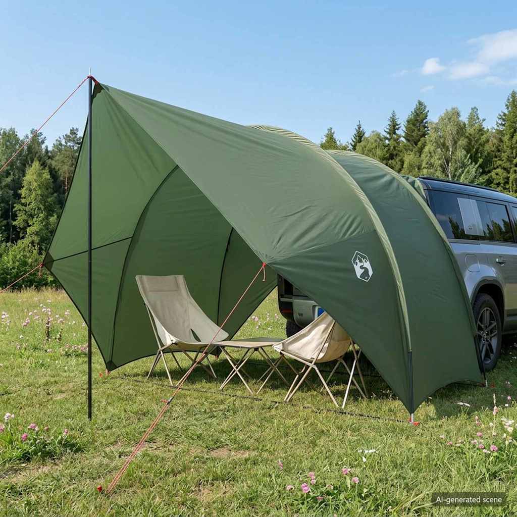 Tailgate Awning Water-resistant 405 x 280 x 220 cm Army Green