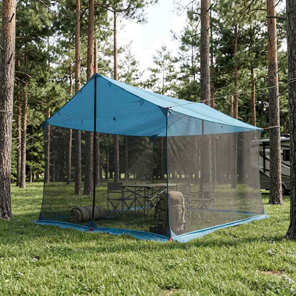 Camping Tarp with Mesh Walls Blue 340 x 260 x 220 cm
