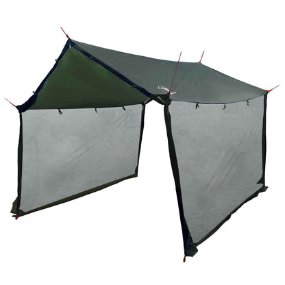Camping Tarp with Mesh Walls Army Green 340 x 260 x 220 cm