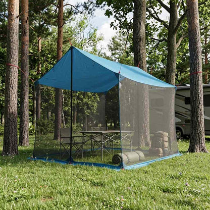 Camping Tarp with Mesh Walls Blue 270 x 210 x 210 cm