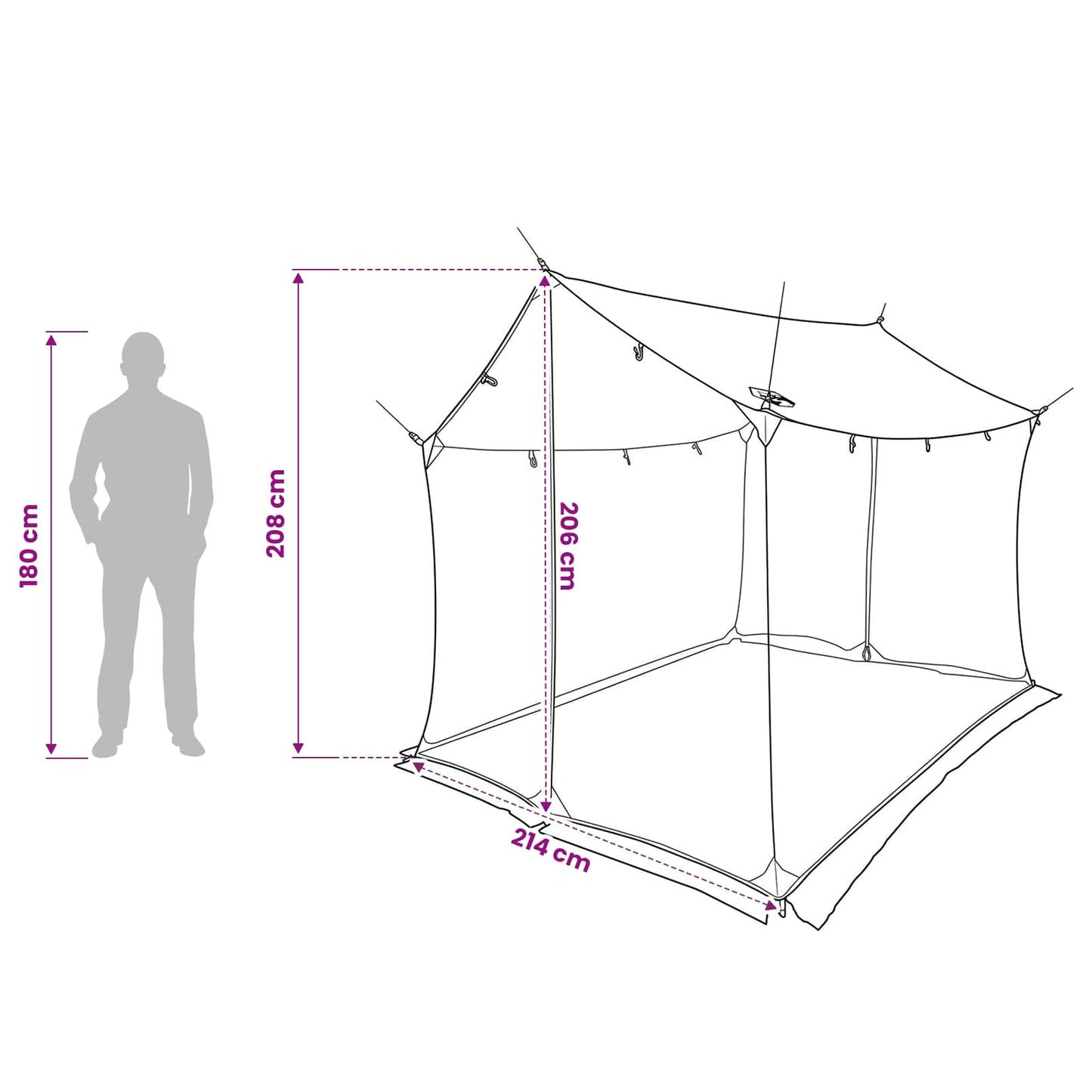 Camping Tarp with Mesh Walls Blue 270 x 210 x 210 cm