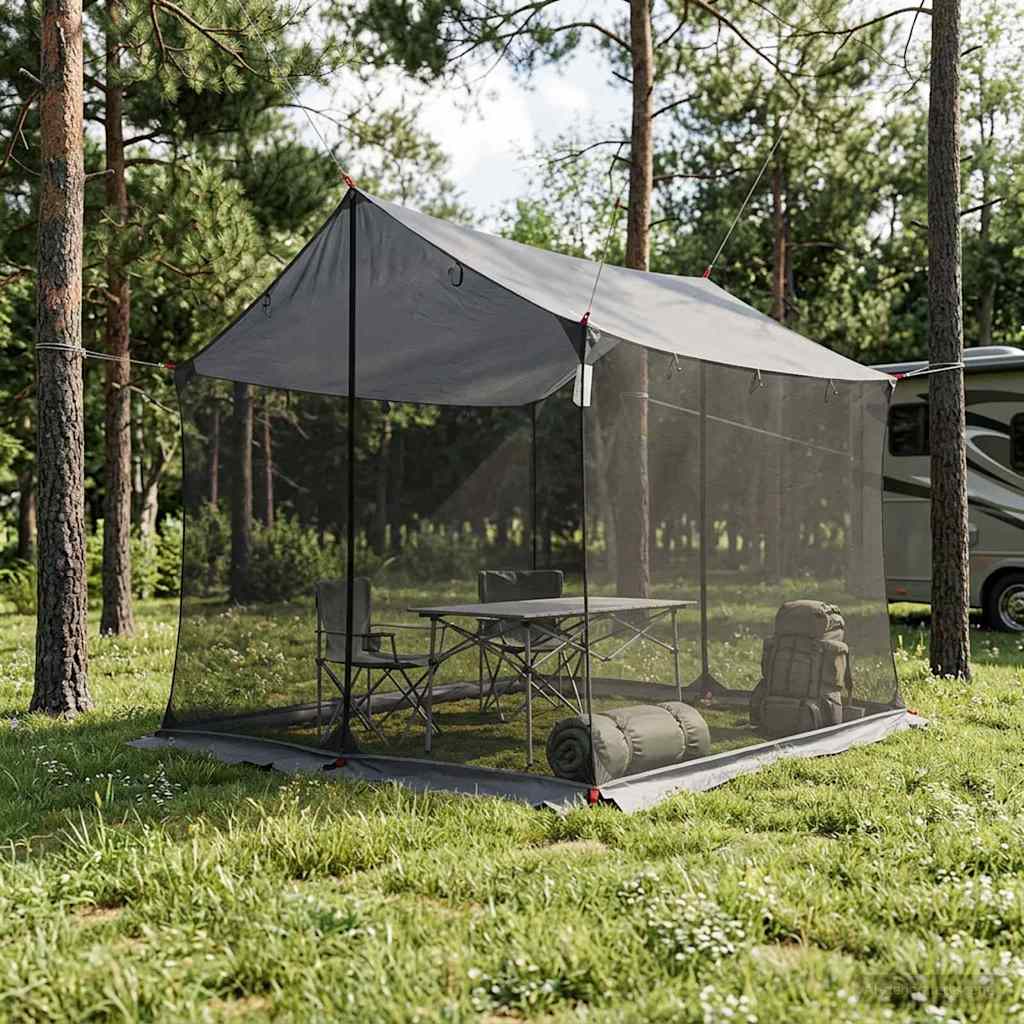 Camping Tarp with Mesh Walls Grey and Orange 270 x 210 x 210 cm