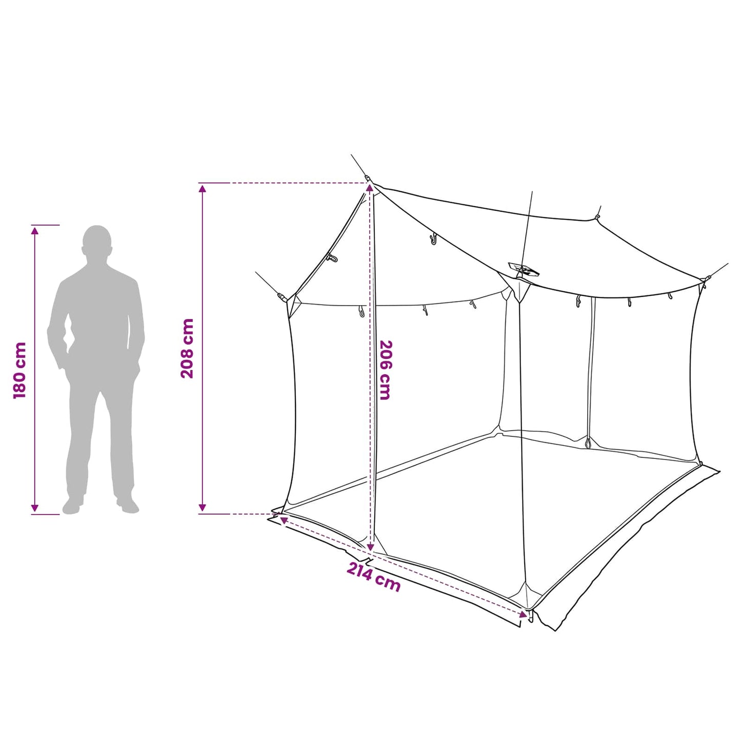 Camping Tarp with Mesh Walls Army Green 270 x 210 x 210 cm
