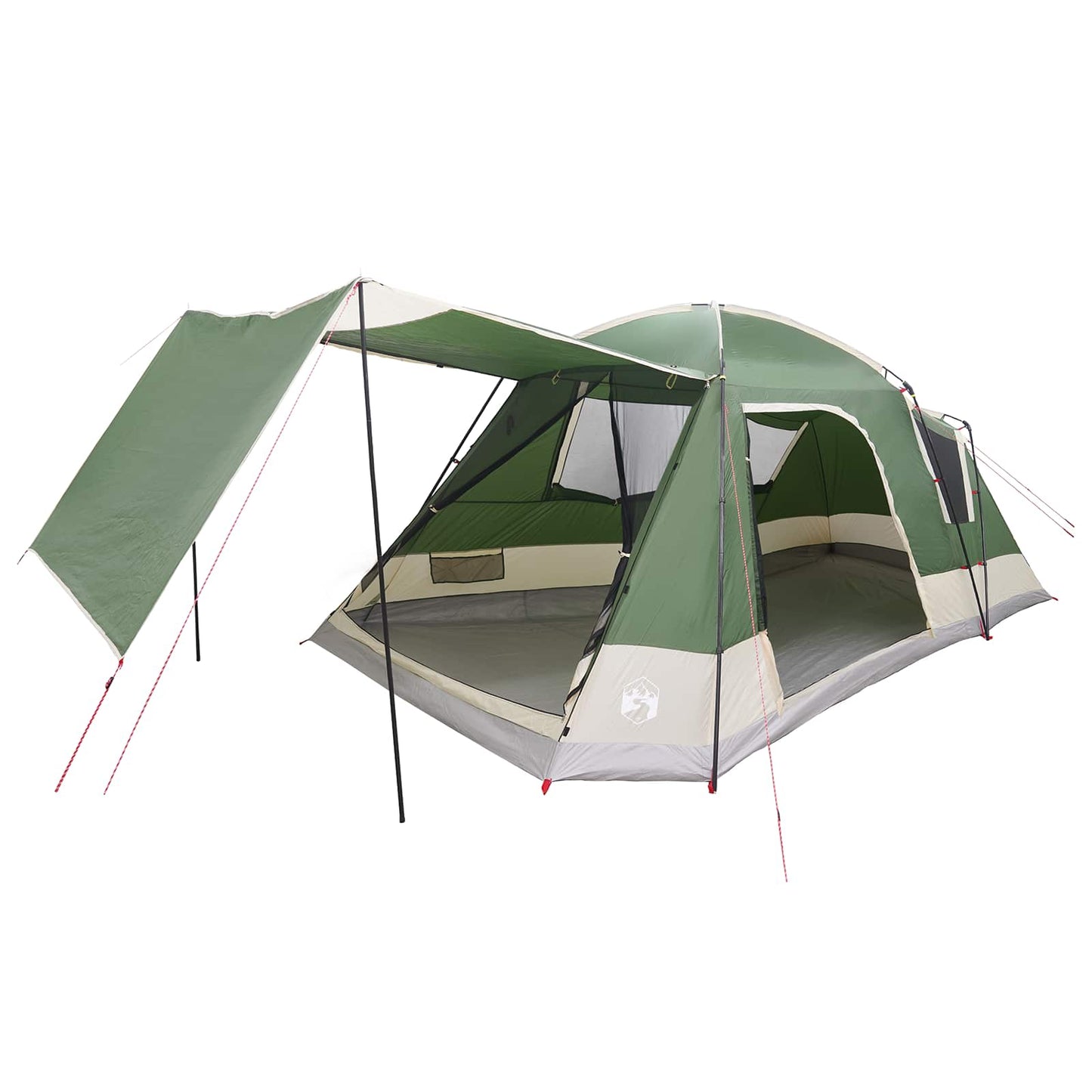 Cabin Tent with Roof Green 12-Person Polyester and Steel