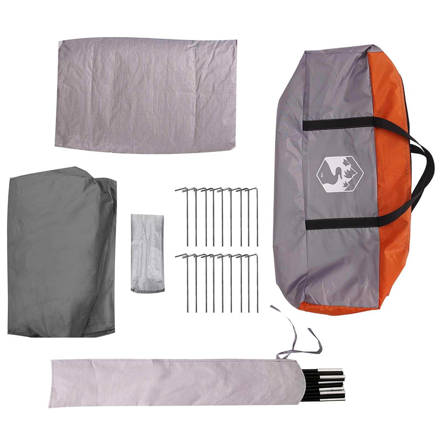 Cabin Tent Grey and Orange 12-Person Polyester and Steel