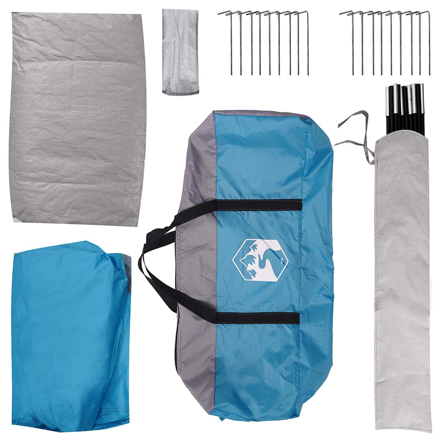 Cabin Tent with Roof Blue 8-Person Polyester and Steel