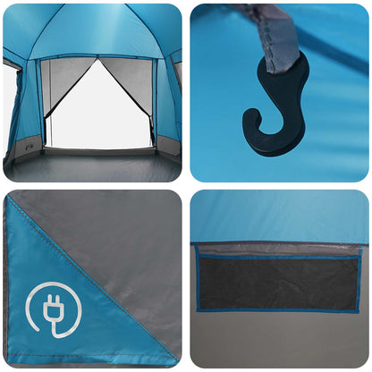Cabin Tent with Roof Blue 8-Person Polyester and Steel