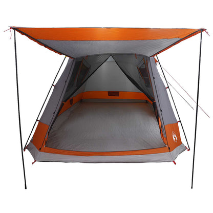 Cabin Tent Grey and Orange 8-Person Polyester and Steel
