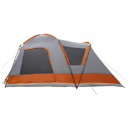 Cabin Tent Grey and Orange 8-Person Polyester and Steel