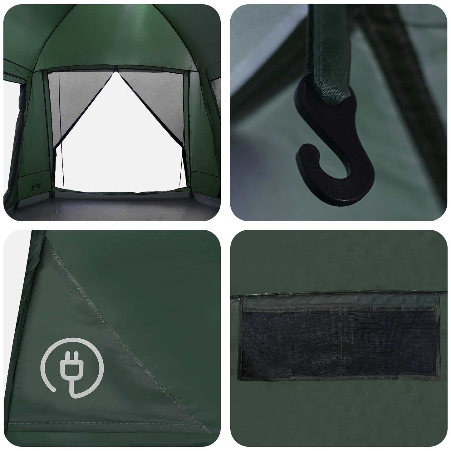 Cabin Tent with Roof Army green 8-Person Polyester and Steel