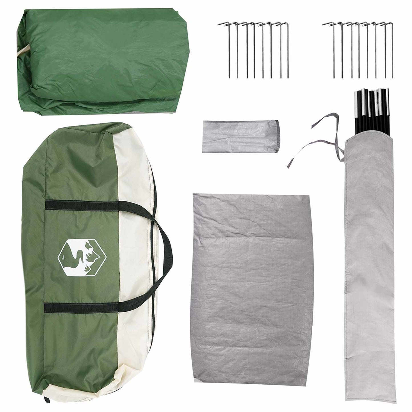 Cabin Tent with Roof Green 4-Person Polyester and Steel