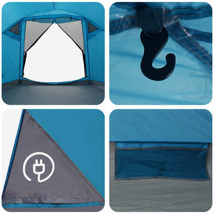 Cabin Tent with Roof Blue 4-Person Polyester and Steel