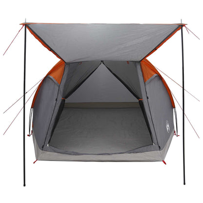 Cabin Tent Grey and Orange 4-Person Polyester and Steel