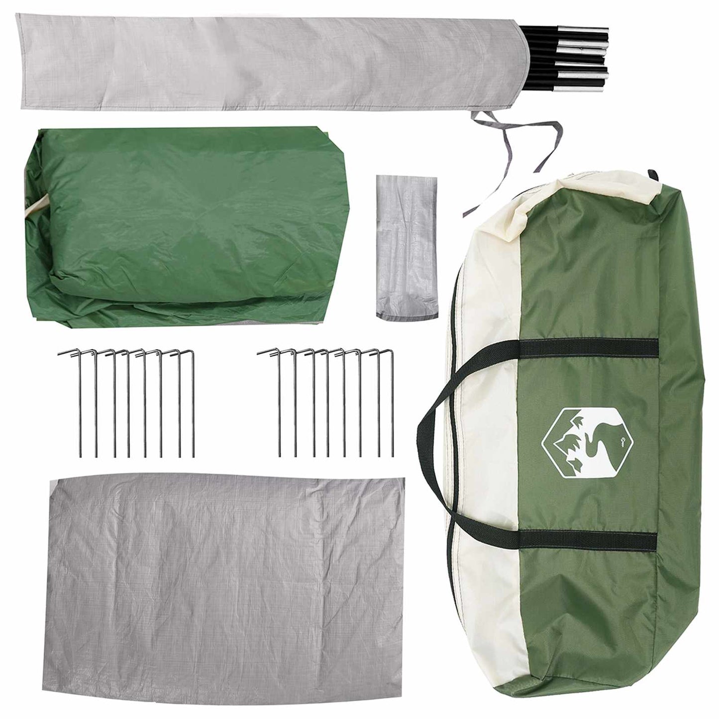 Cabin Tent with Roof Green 6-Person Polyester and Steel