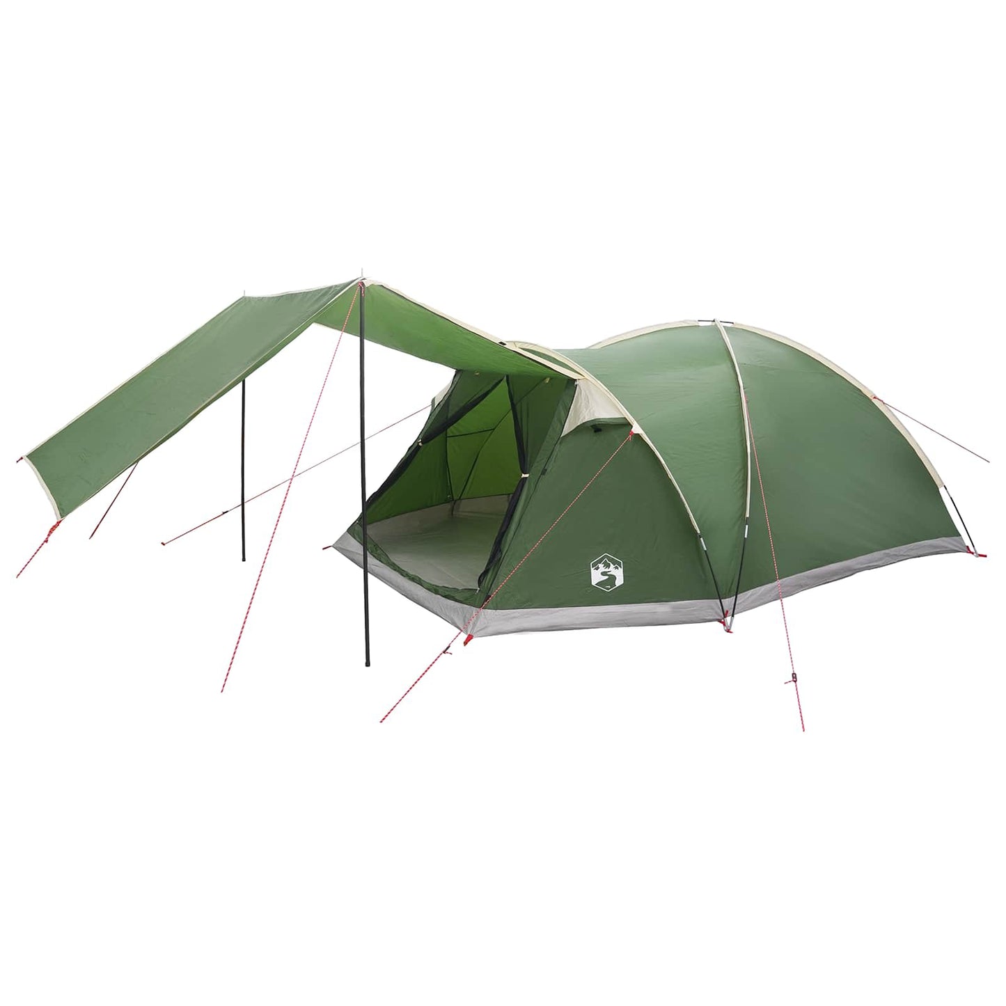 Cabin Tent with Roof Green 6-Person Polyester and Steel