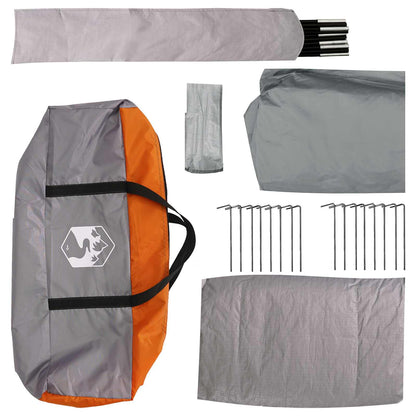 Cabin Tent Grey and Orange 6-Person Polyester and Steel