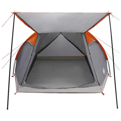 Cabin Tent Grey and Orange 6-Person Polyester and Steel