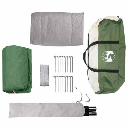 Cabin Tent with Roof Green 8-Person Polyester and Steel