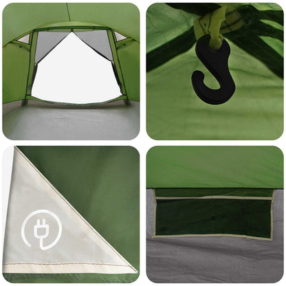 Cabin Tent with Roof Green 8-Person Polyester and Steel