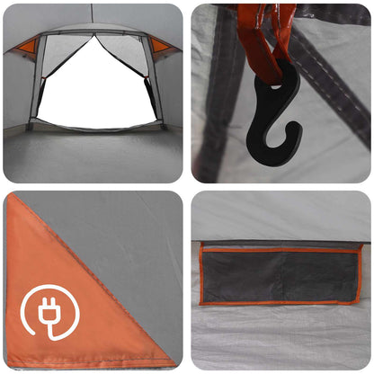 Cabin Tent Grey and Orange 8-Person Polyester and Steel