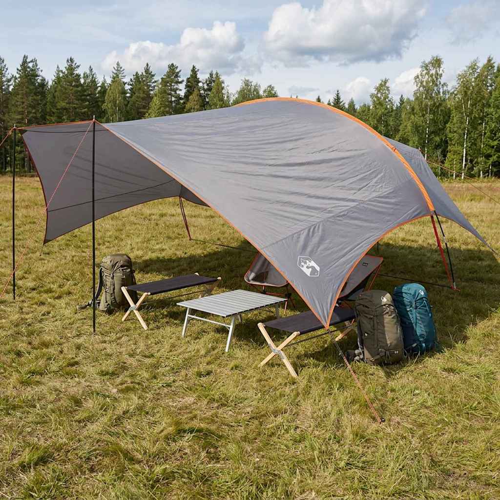 Camping Tarp Water-resistant Grey and Orange 695 x 580 x 200 cm