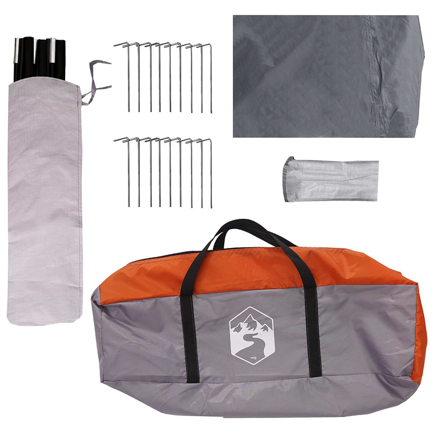 Family Tent with Roof Grey and Orange 450 x 400 x 265 cm