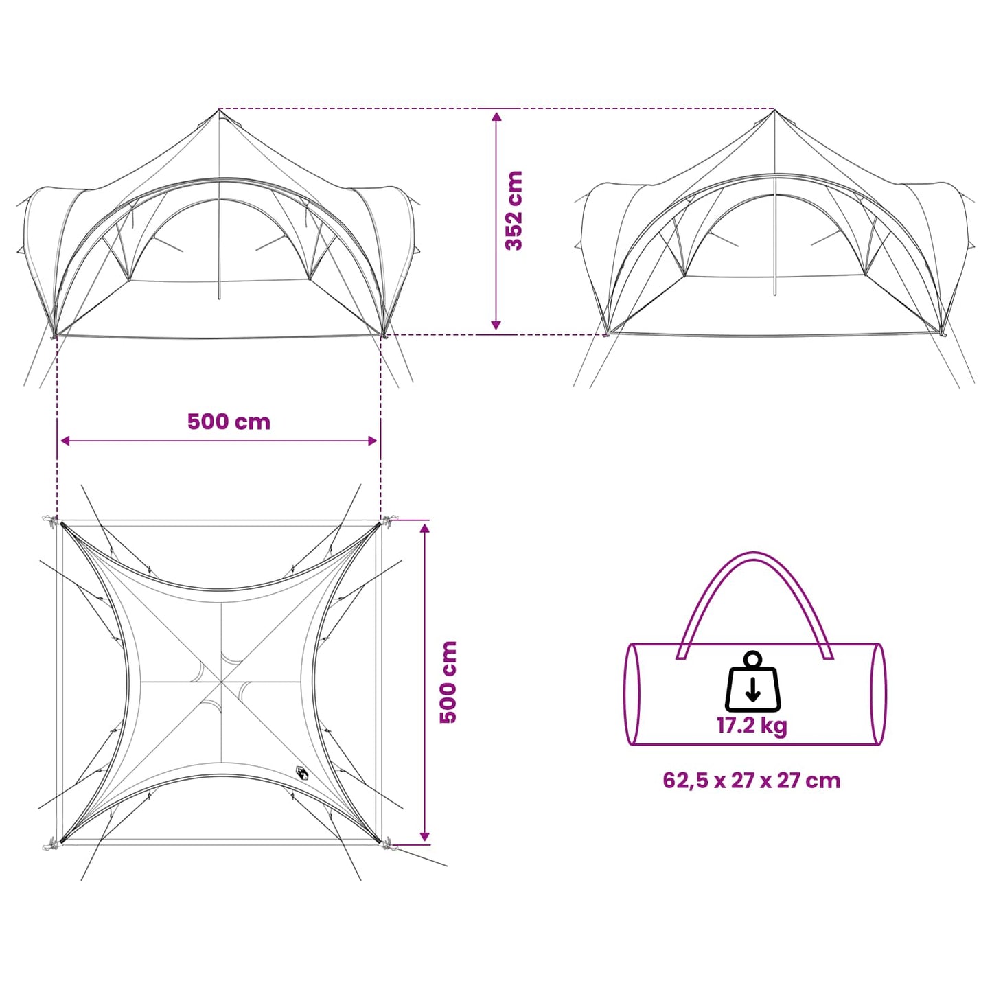 Party Tent Blue 500 x 500 x 350 cm Polyester and Steel