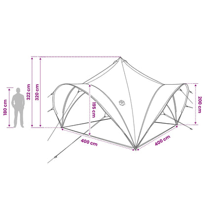 Party Tent with Roof Grey and Orange 400 x 400 x 320 cm