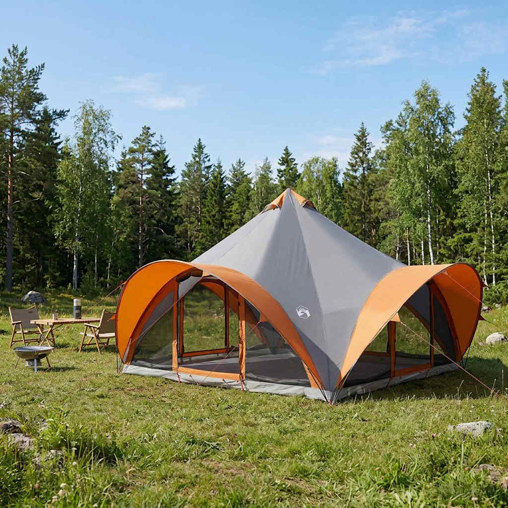 Tipi Tent Grey and Orange 18-Person Polyester and Steel