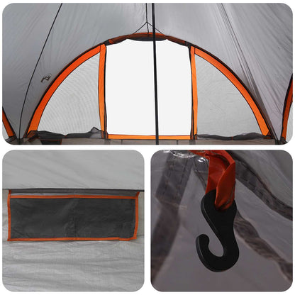 Tipi Tent Grey and Orange 6-Person Polyester and Steel