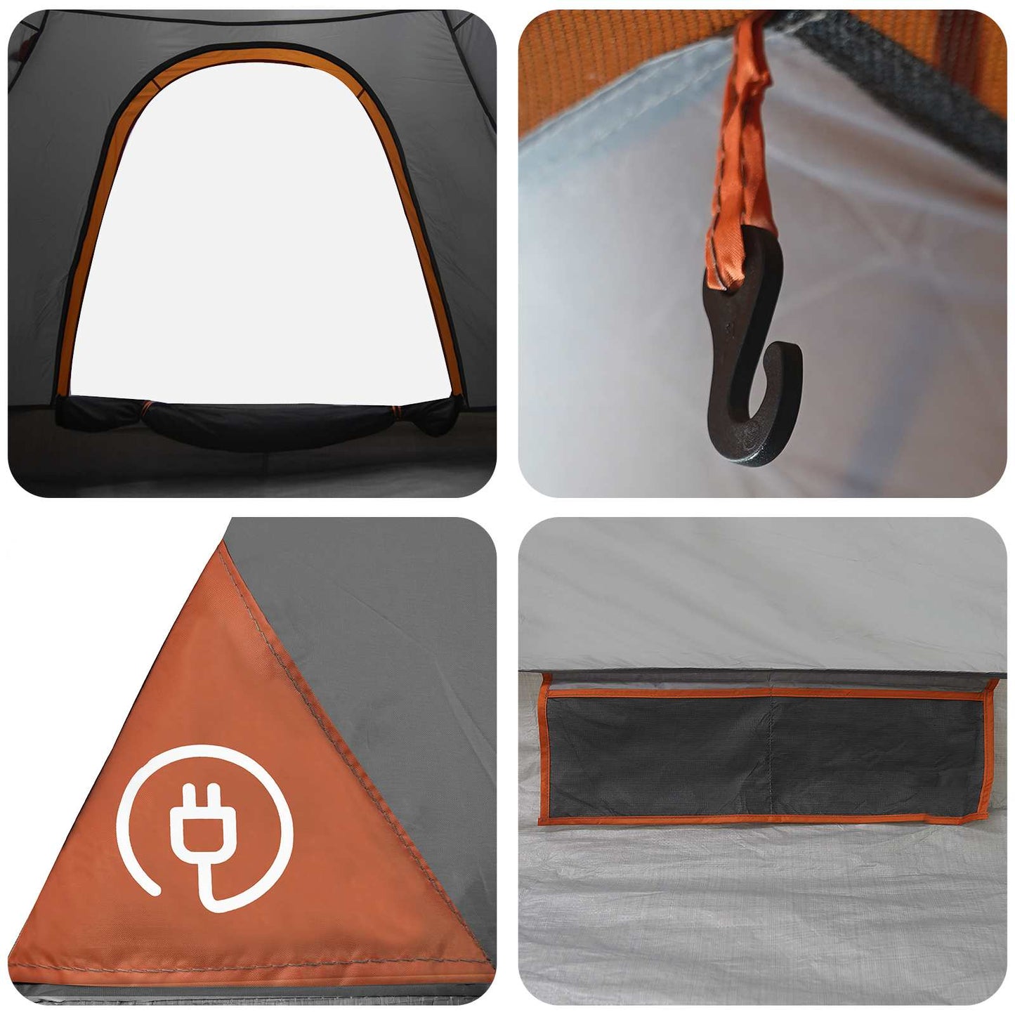 Camping Tent with Roof Grey and Orange 190 x 140 x 105 cm