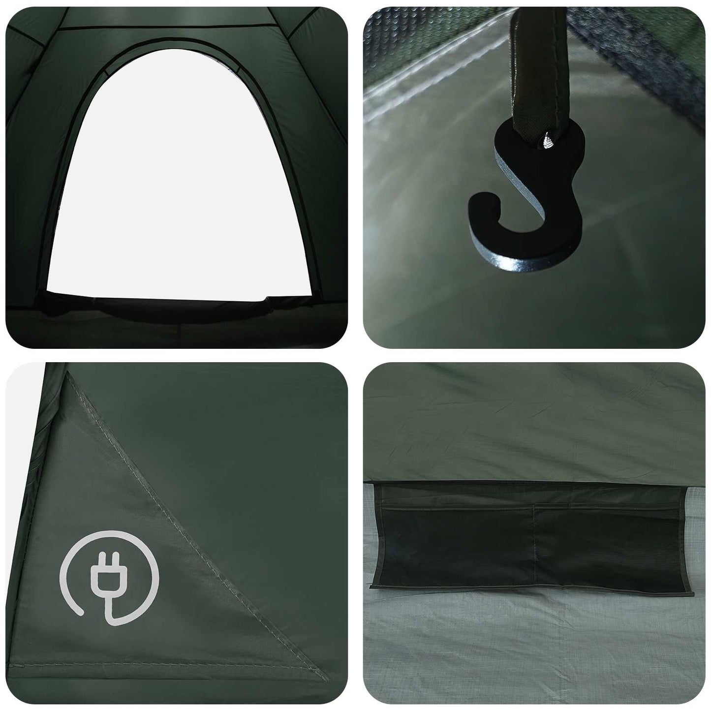 Camping Tent with Roof Army Green 190 x 140 x 105 cm