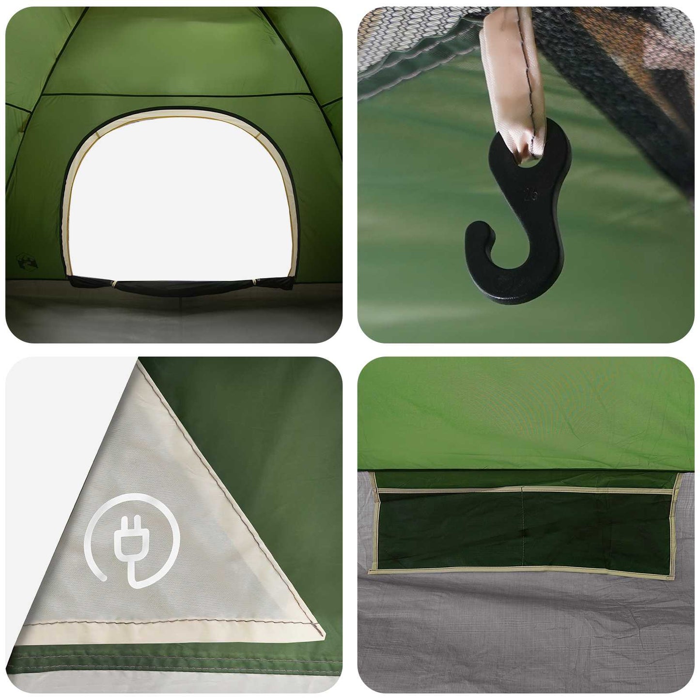 Camping Tent with Roof with Air Vent Green 275 x 215 x 125 cm