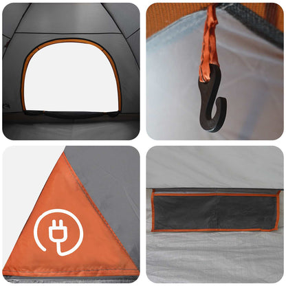Camping Tent with Roof Grey and Orange 275 x 215 x 125 cm