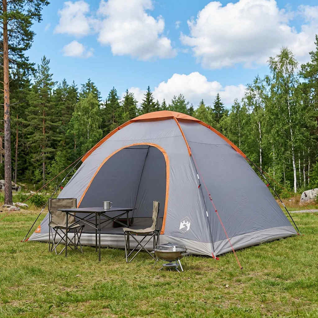 Camping Tent with Roof Grey and Orange 335 x 275 x 180 cm