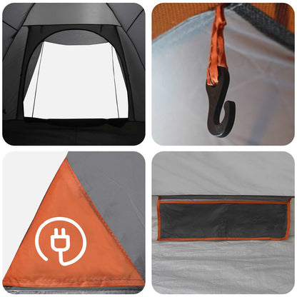 Camping Tent Grey and Orange 2-Person Polyester and Steel