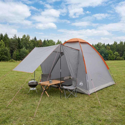 Camping Tent Grey and Orange 2-Person Polyester and Steel