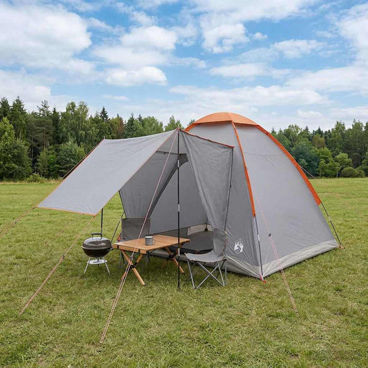 Camping Tent Grey and Orange 2-Person Polyester and Steel