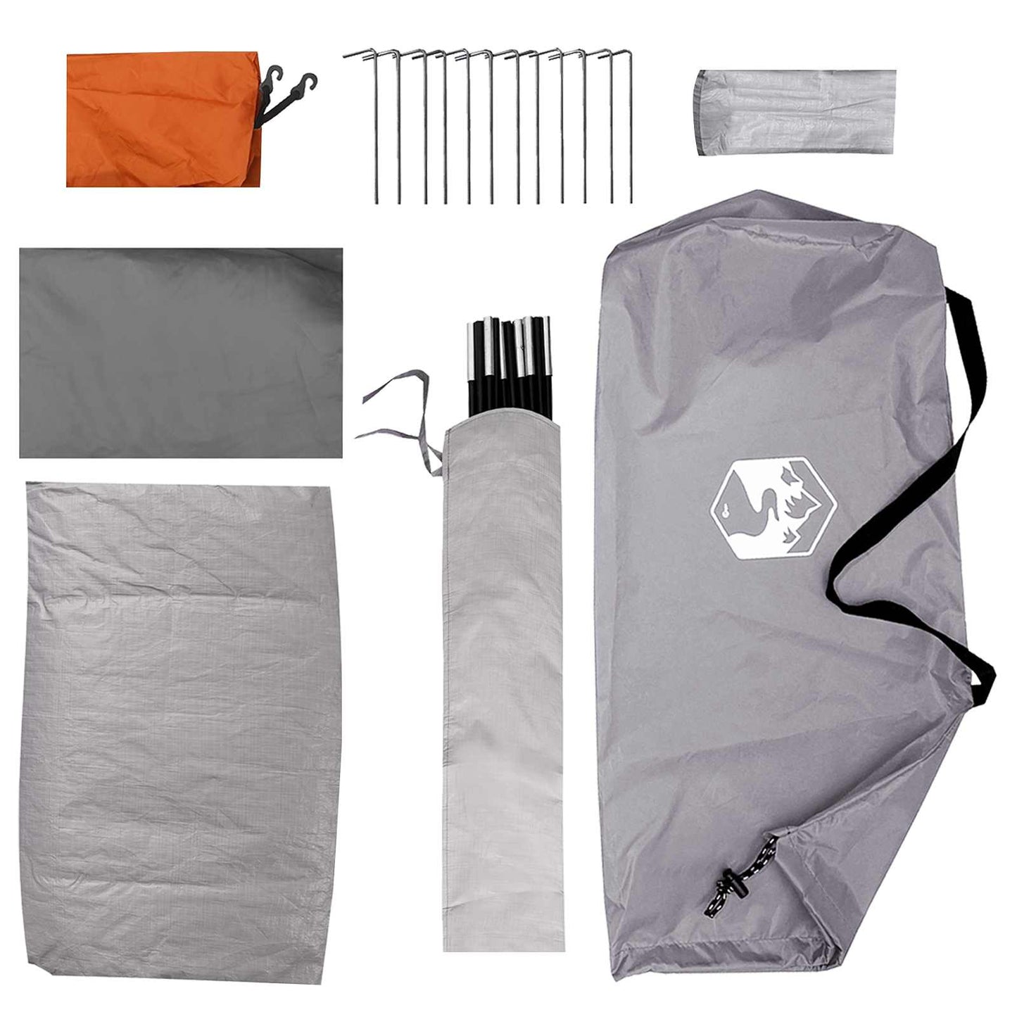 Camping Tent Grey and Orange 4-Person Polyester and Steel