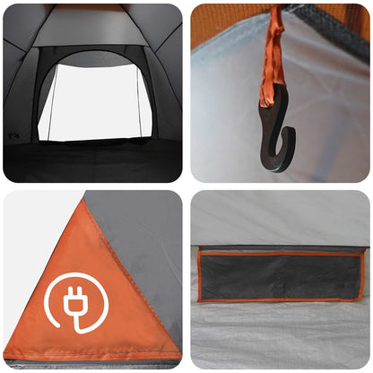 Camping Tent Grey and Orange 4-Person Polyester and Steel