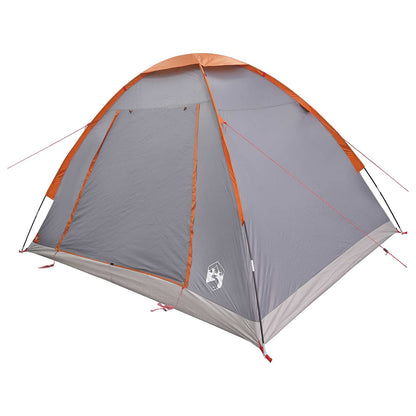 Camping Tent Grey and Orange 4-Person Polyester and Steel