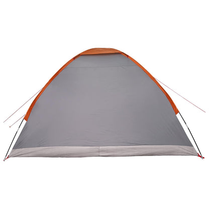 Camping Tent Grey and Orange 4-Person Polyester and Steel