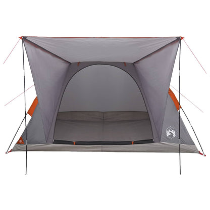 Camping Tent Grey and Orange 4-Person Polyester and Steel
