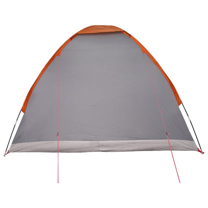 Camping Tent Grey and Orange 4-Person Polyester and Steel