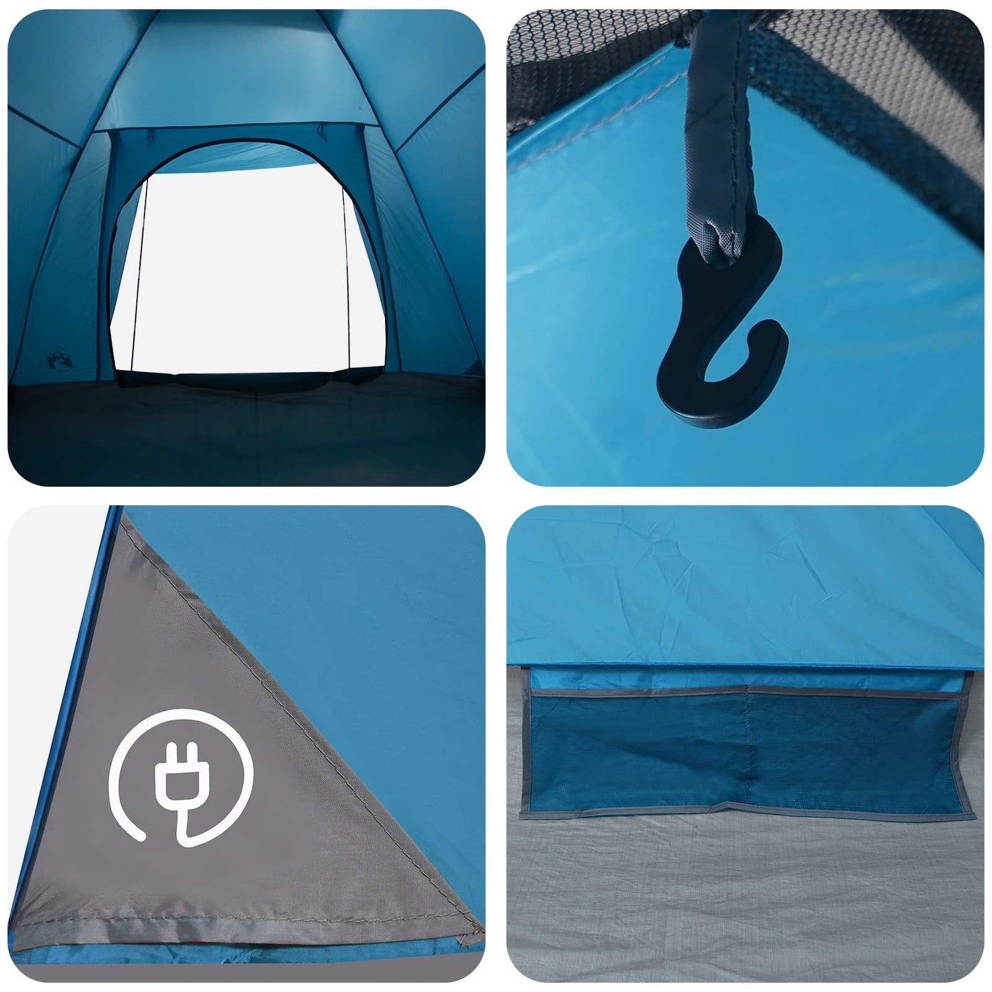 Camping Tent with Roof Blue 6-Person Polyester and Steel