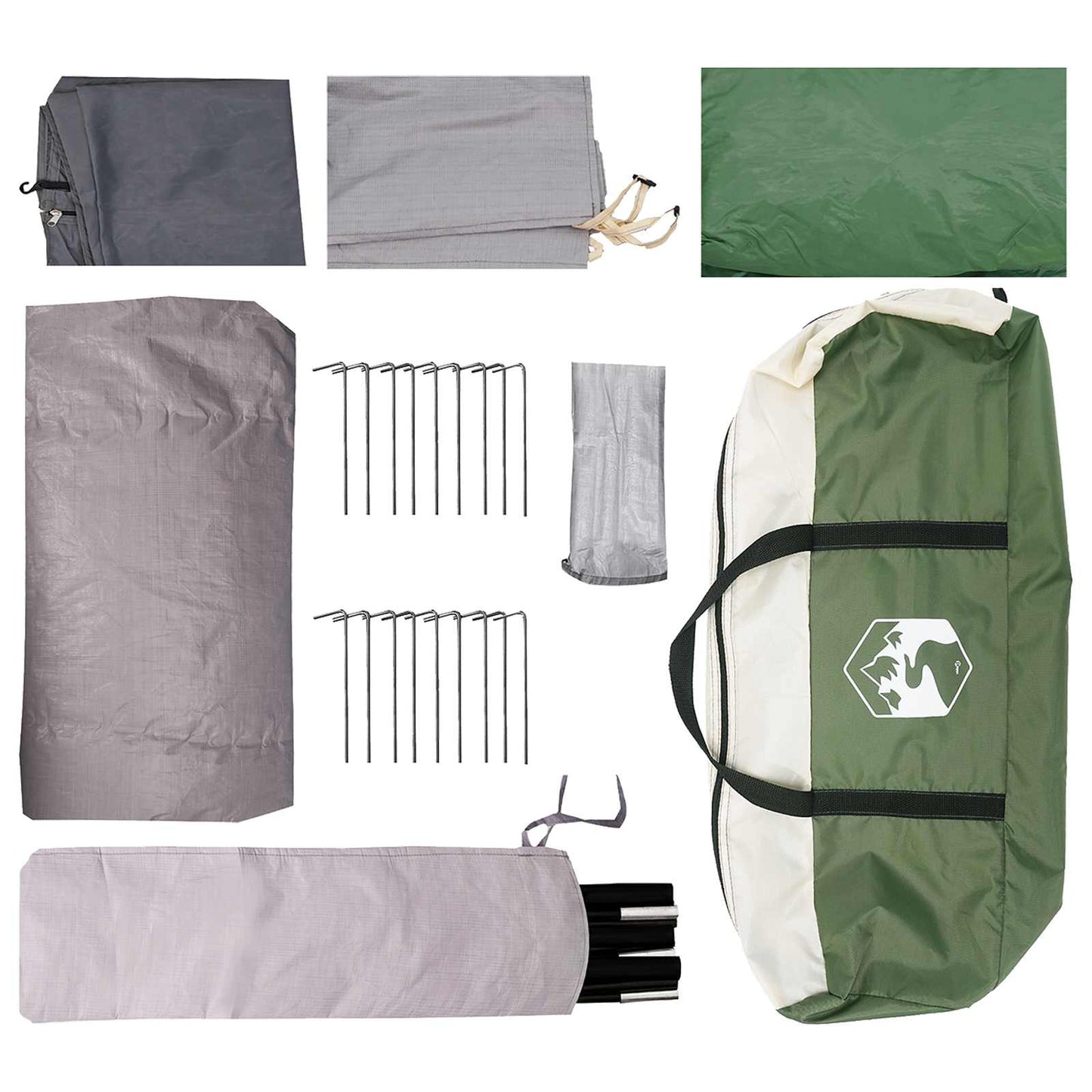 Tunnel Tent with Roof Green 8-Person Polyester and Steel
